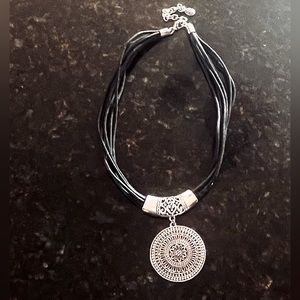 Corded black and silver necklace